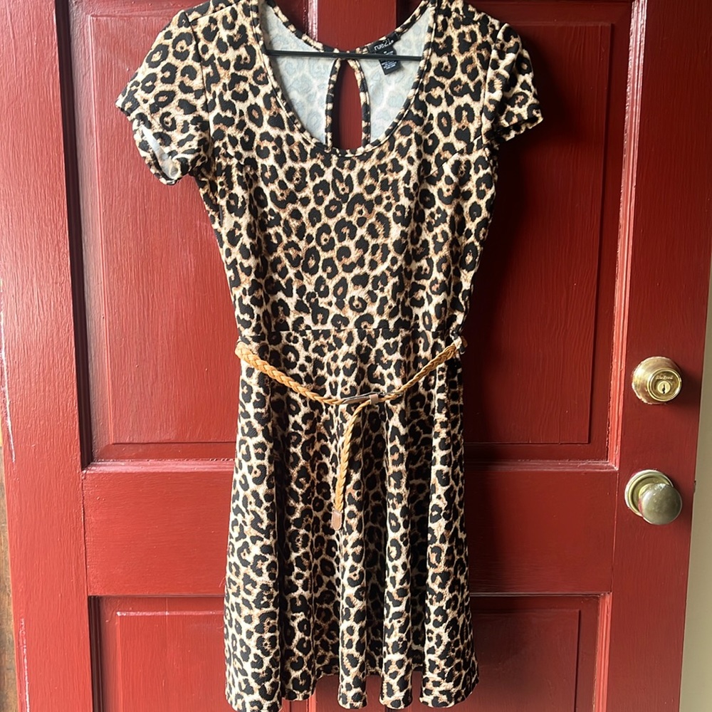 Cheetah print belted dress